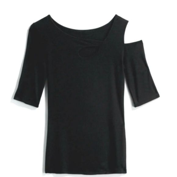 GoldRay Tops - NWT - Goldray "Garima" Asymmetric Cold Shoulder Top - BLACK - Size M -NWT🖤🖤👍